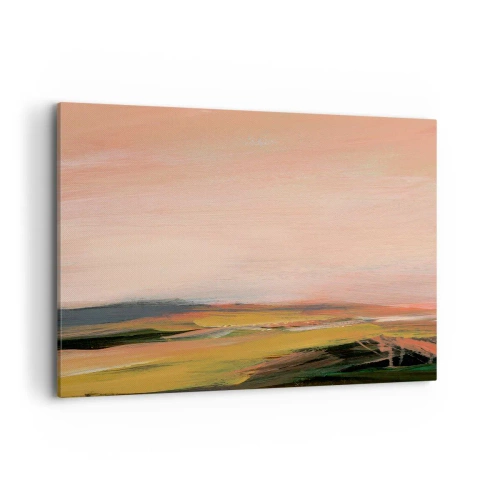 Cuadro sobre lienzo - Impresión de Imagen - Un paisaje en tonos rosa y dorado. - 100x70cm - En tono rosa - Decoración de pared moderna para salón y dormitorio ARTTOR