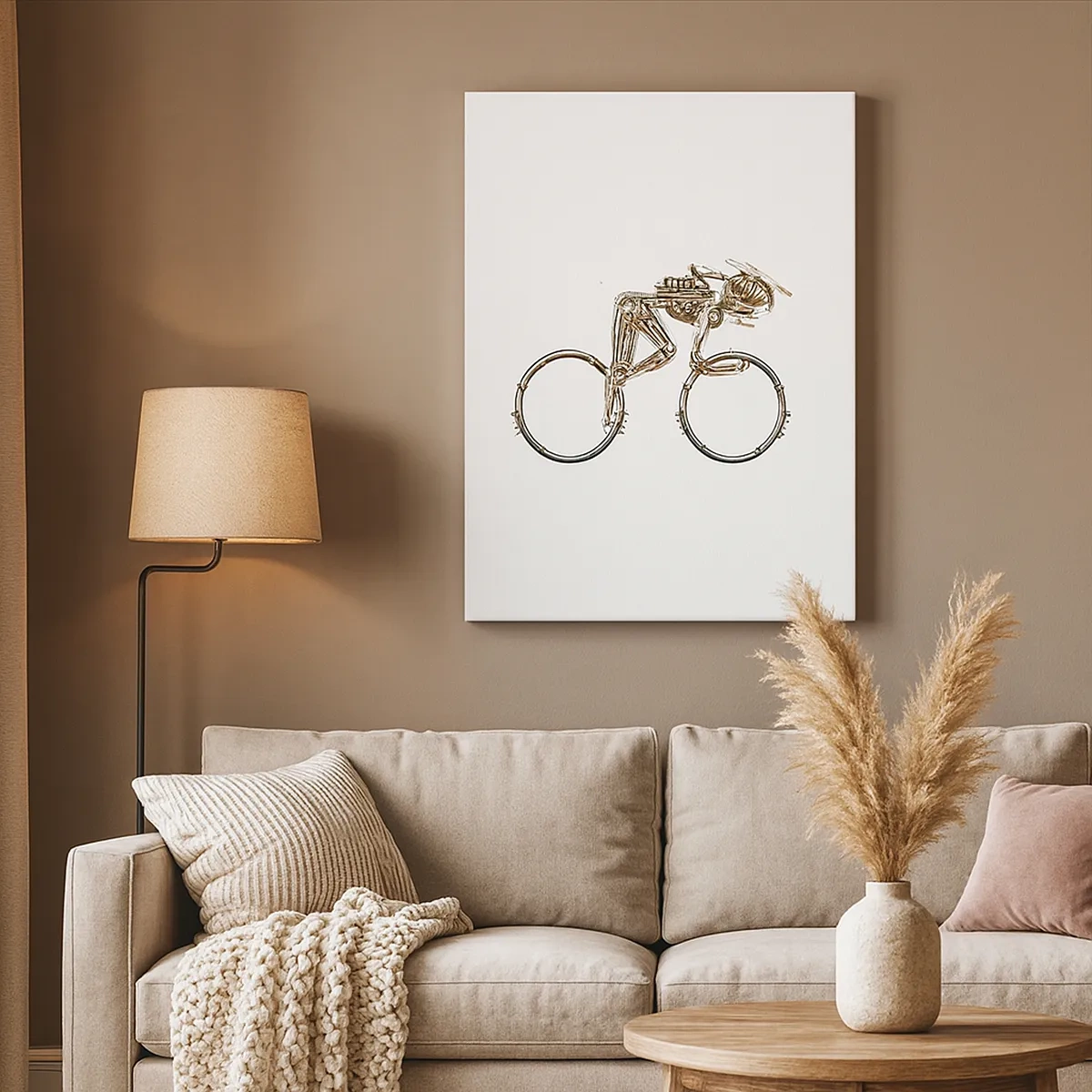 Cuadro sobre lienzo - Impresión de Imagen - Una bicicleta mecánica con un diseño futurista. - 50x70cm - Una magnífica máquina - Decoración de pared moderna para salón y dormitorio ARTTOR