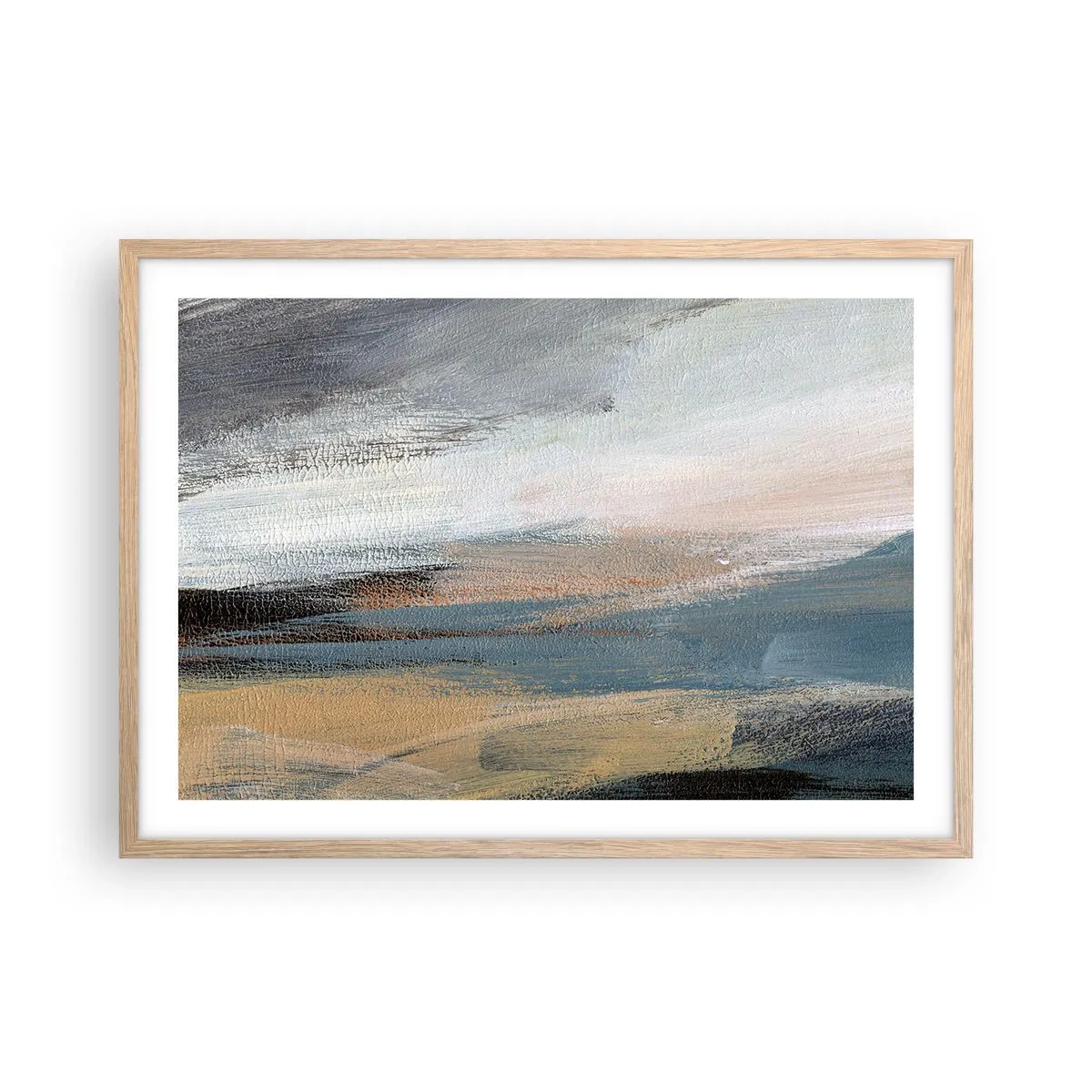 Póster en marco roble claro - Abstracción: paisaje nórdico - 70x50 cm