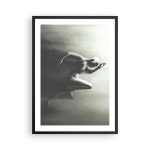 Póster en marco negro - Una figura abstracta en movimiento en tonos monocromáticos. - 50x70cm - Imparable - Decoración de pared moderna para salón y dormitorio ARTTOR