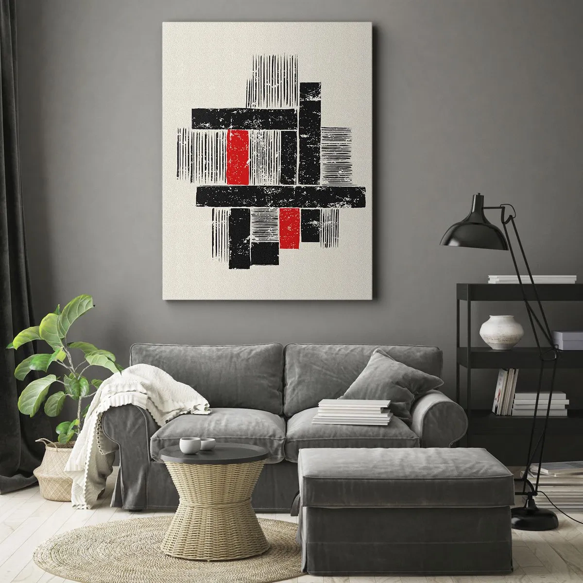 Cuadro sobre lienzo - Impresión de Imagen - Rojo y negro - 55x100 cm