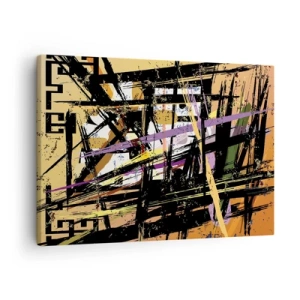 Cuadro sobre lienzo - Impresión de Imagen - Líneas y formas abstractas sobre un fondo beige - 70x50cm - Corte afilado - Decoración de pared moderna para salón y dormitorio ARTTOR