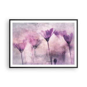 Póster en marco negro - Delicadas flores en tonos morados sobre un fondo claro. - 100x70cm - Sueño de flores - Decoración de pared moderna para salón y dormitorio ARTTOR