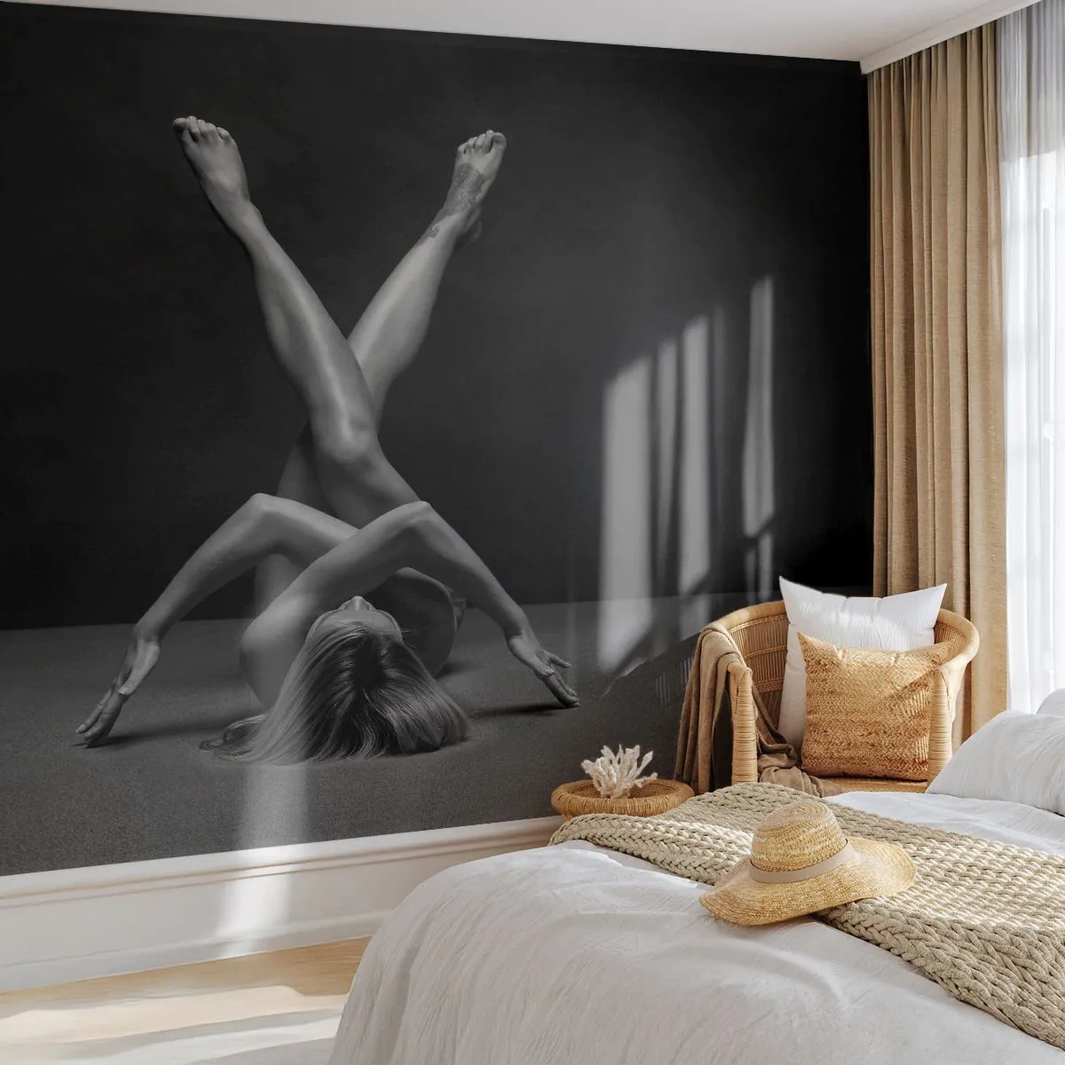 Fotomural Premium Canvas - Geometría al desnudo - Mujer, Pedazo, Cuerpo - 250x175 cm