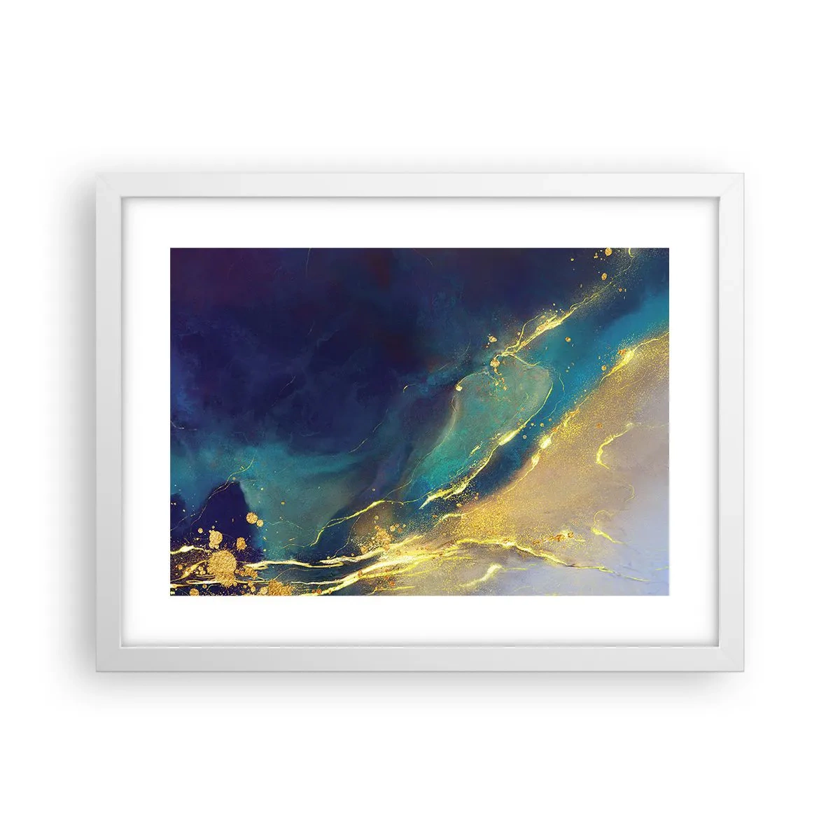 Póster en marco blanco - Inundación dorada - 40x30 cm