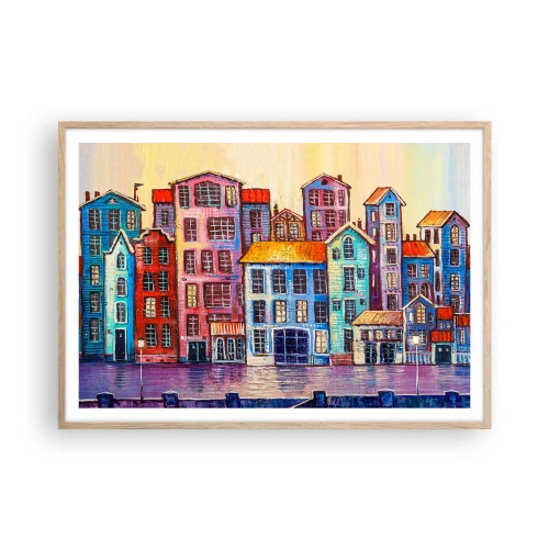 Póster en marco roble claro - Una ciudad como un cuento de hadas - 100x70 cm