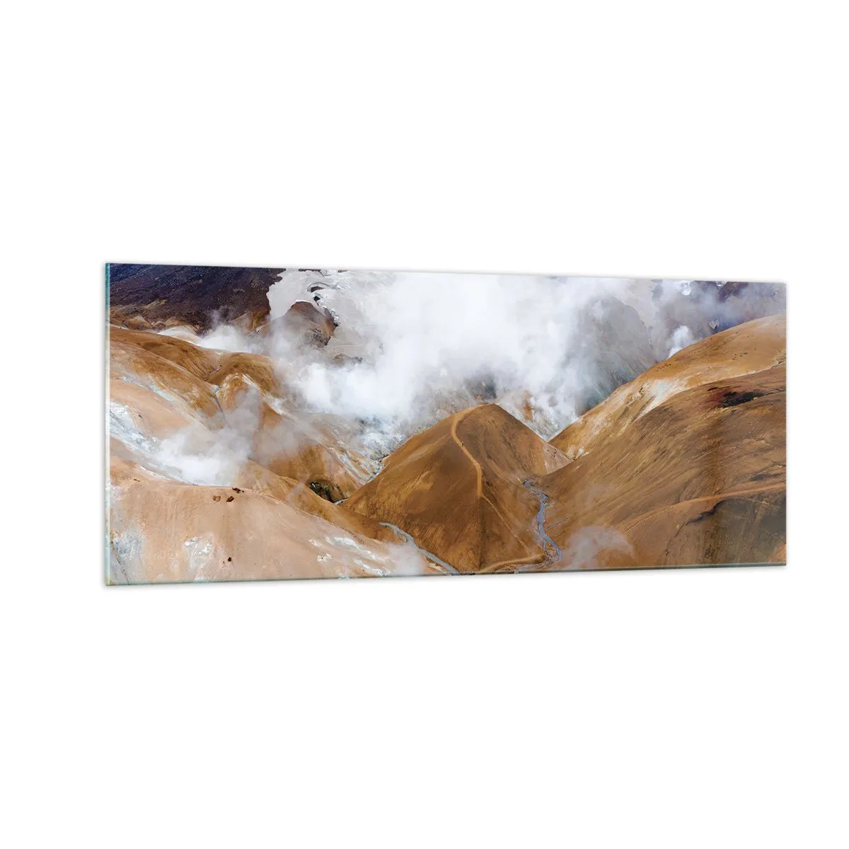Cuadro sobre vidrio - Impresiones sobre Vidrio - La dura belleza de Islandia - 100x40 cm