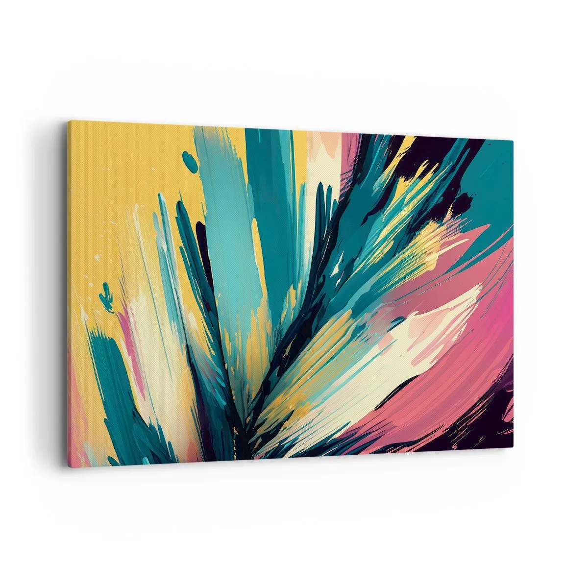 Cuadro sobre lienzo - Impresión de Imagen - Una composición abstracta en colores intensos y contrastantes. - 100x70cm - Composición - una explosión de alegría - Decoración de pared moderna para salón y dormitorio ARTTOR