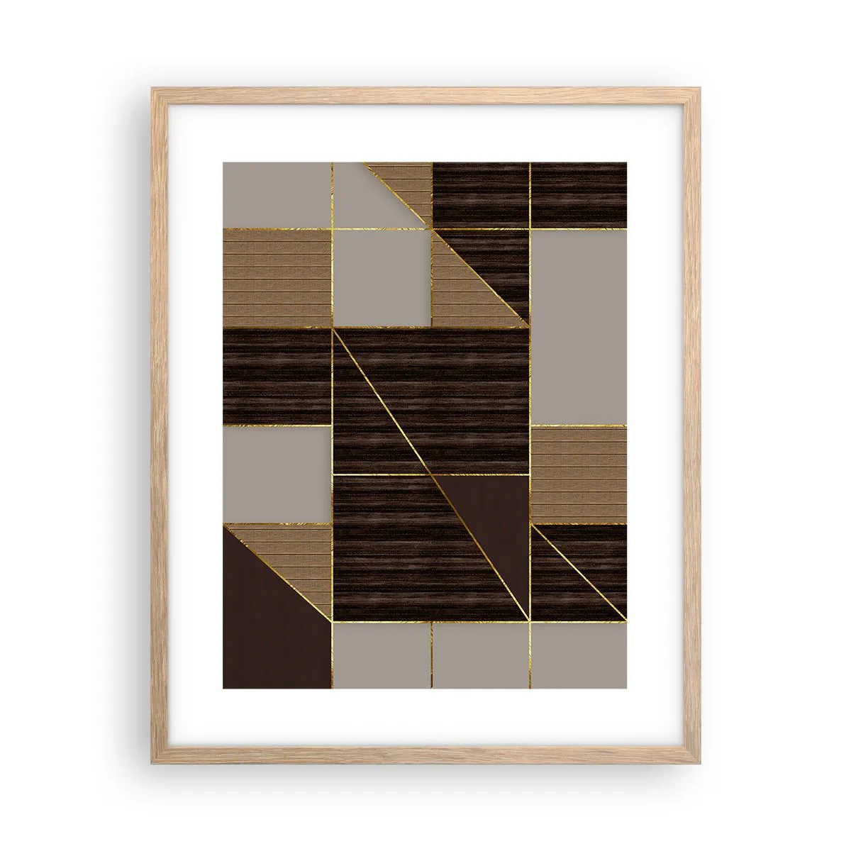 Póster en marco roble claro - Un mosaico de marrones y dorados - 40x50 cm