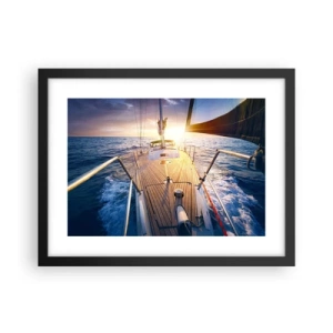 Póster en marco negro - Corriendo sobre las olas - 40x30 cm
