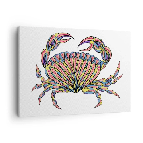 Cuadro sobre lienzo - Impresión de Imagen - Cangrejo colorido en estilo artístico. - 70x50cm - Joyas del mar - Decoración de pared moderna para salón y dormitorio ARTTOR