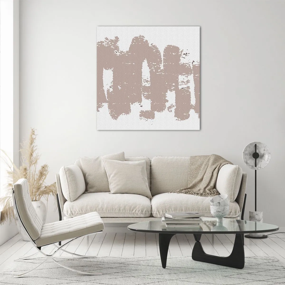 Cuadro sobre vidrio - Impresiones sobre Vidrio - Abstracción en rosa suave - 60x60 cm