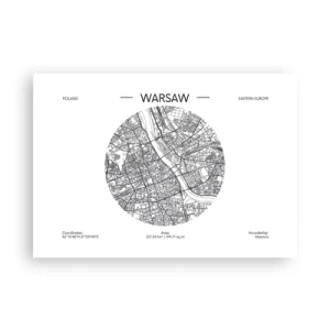 Póster - Un mapa de Varsovia en estilo minimalista - 100x70cm - Anatomía de Varsovia - Decoración de pared moderna para salón y dormitorio ARTTOR