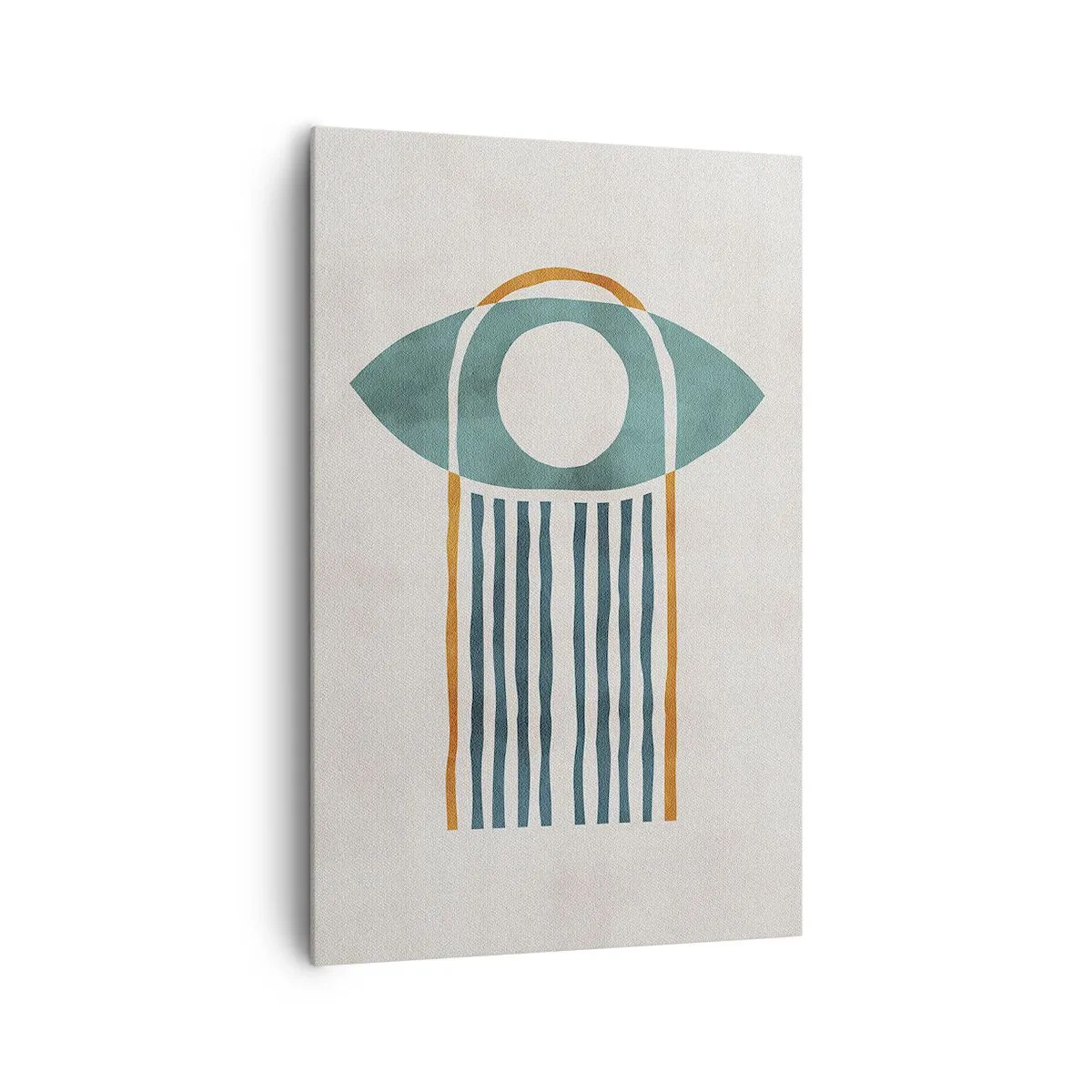 Cuadro sobre lienzo - Impresión de Imagen - Patrón geométrico en tonos verdes y naranjas. - 80x120cm - Signos y rituales - Decoración de pared moderna para salón y dormitorio ARTTOR