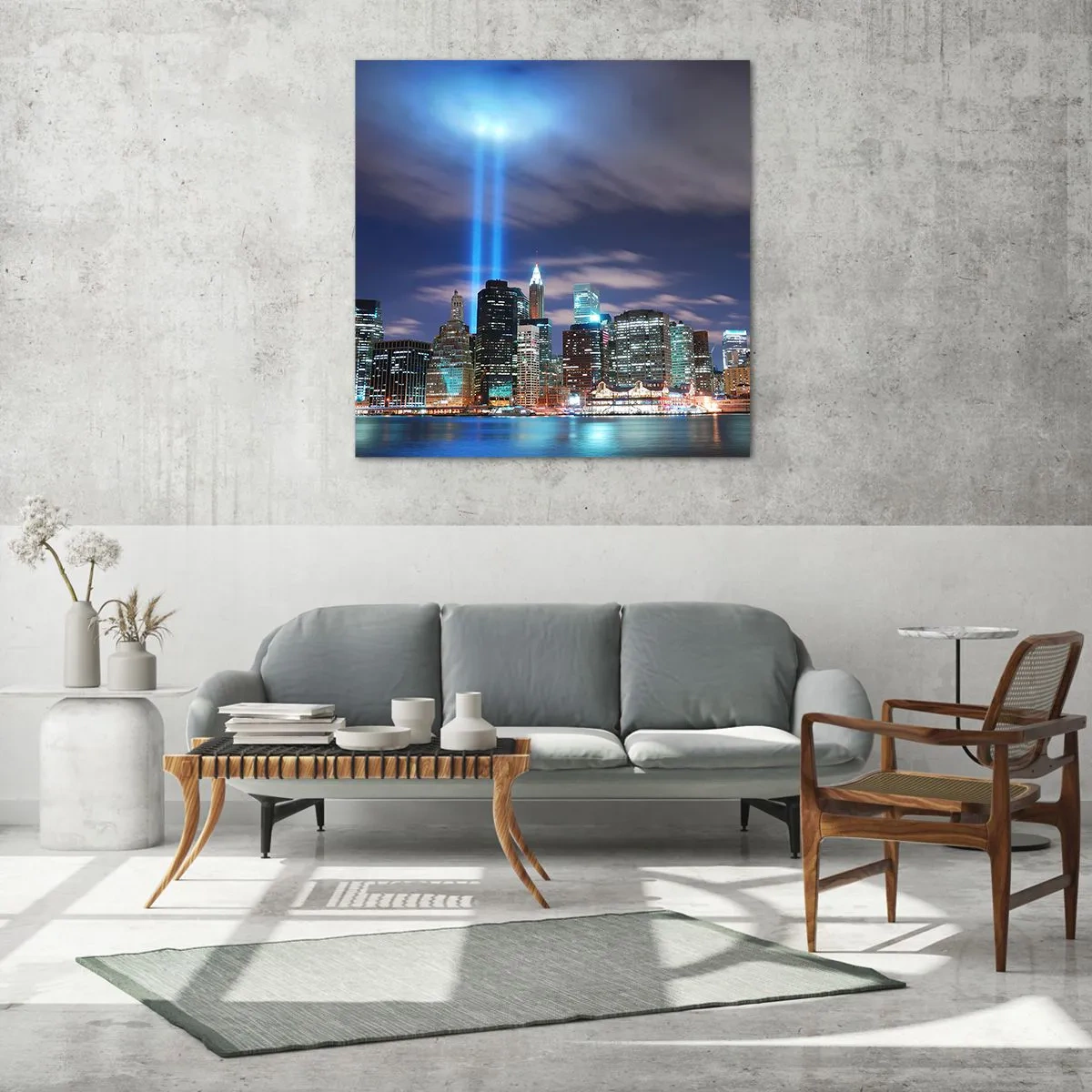 Cuadro sobre vidrio - Impresiones sobre Vidrio - Con luz para alcanzar el cielo - 70x70 cm