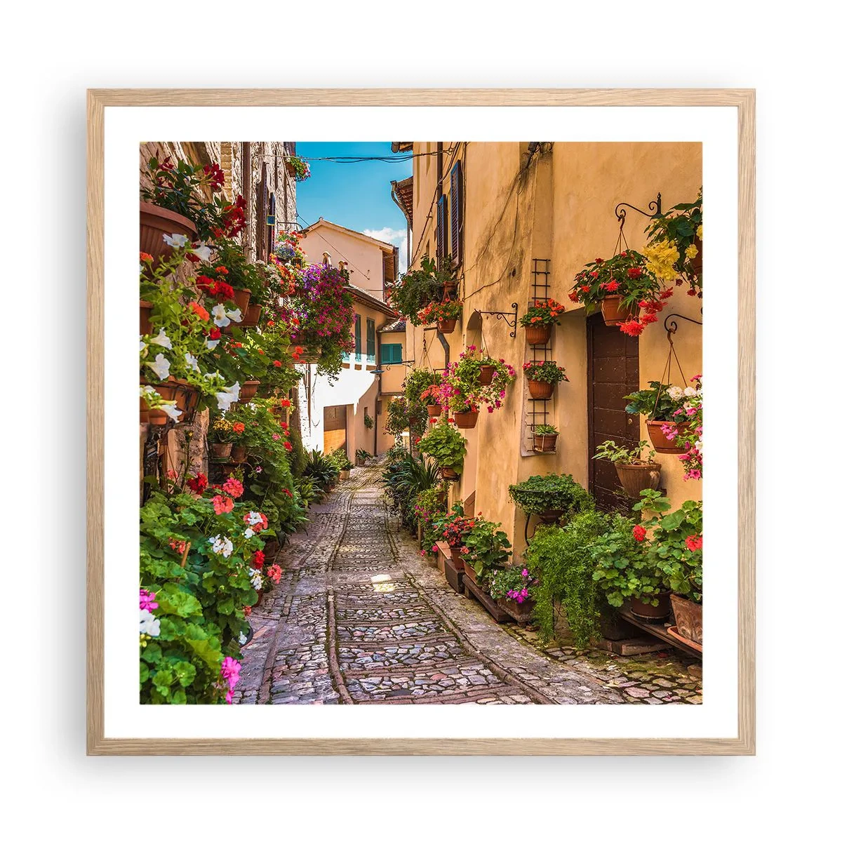 Póster en marco roble claro - Callejón italiano - 60x60 cm