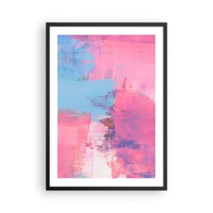 Póster en marco negro - Composición abstracta en tonos rosa y azul. - 50x70cm - Rosa, azul y una pizca de luz - Decoración de pared moderna para salón y dormitorio ARTTOR