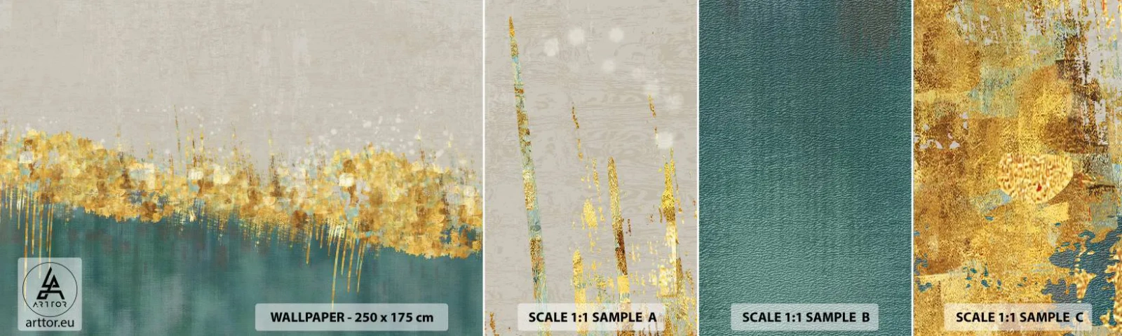 Muestra De Fotomural Standard Eco - La frontera dorada - Arte deco, Pedazo, Pastel - 100x30 cm