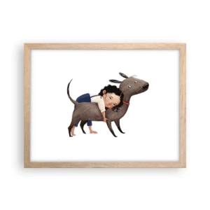 Póster en marco roble claro - Mejores amigos - 40x30 cm