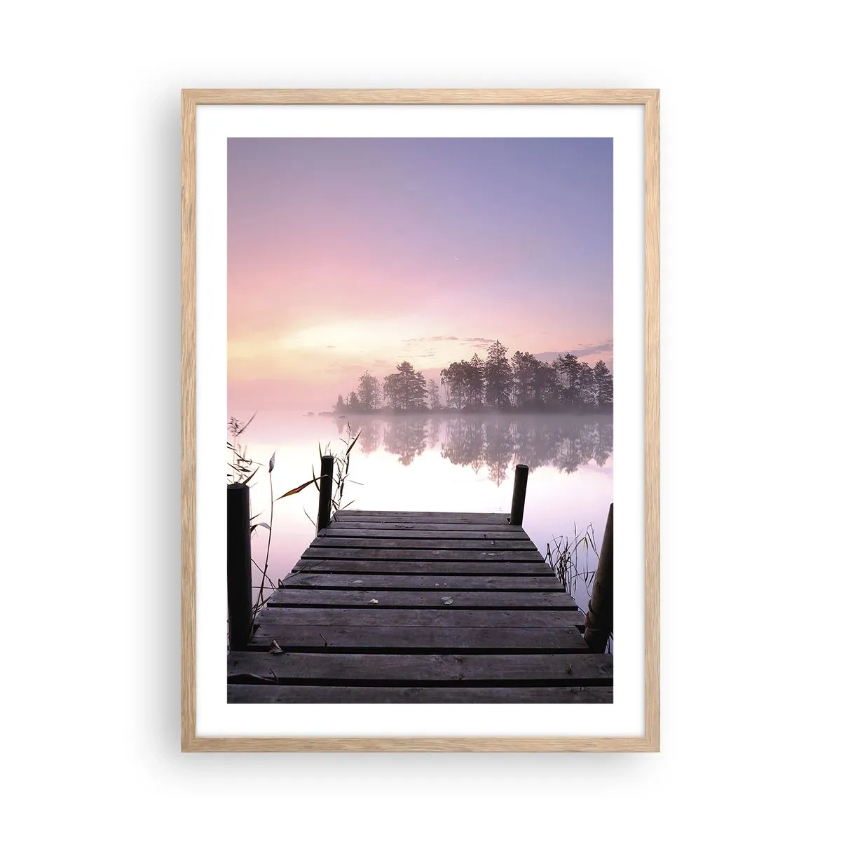 Póster en marco roble claro - De la niebla lila... - 50x70 cm