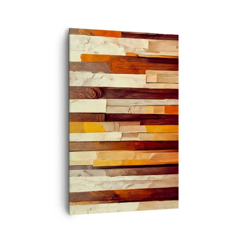 Cuadro sobre lienzo - Impresión de Imagen - Composición geométrica en tonos madera y dorado. - 80x120cm - Himno de los árboles del bosque - Decoración de pared moderna para salón y dormitorio ARTTOR