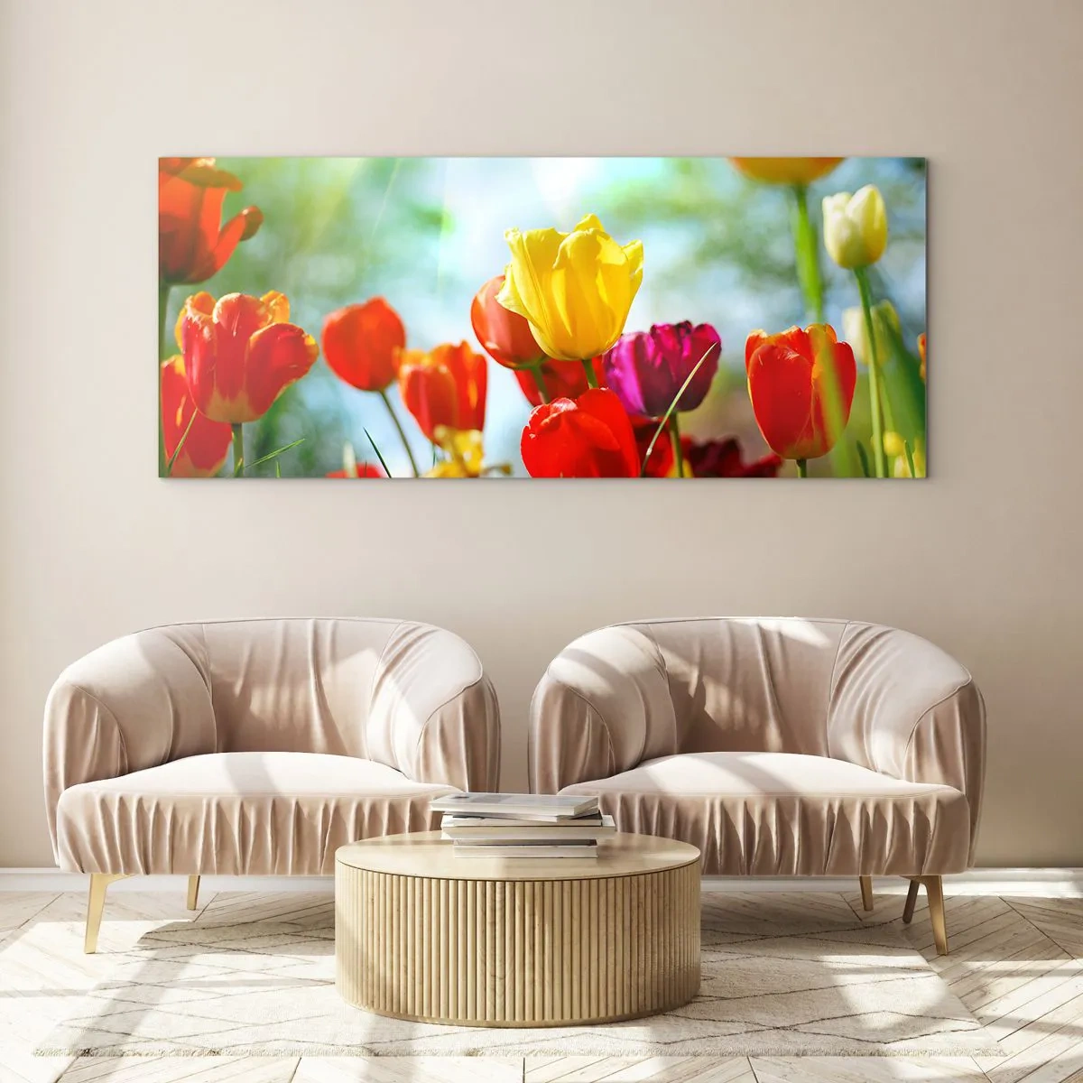 Cuadro sobre vidrio - Impresiones sobre Vidrio - Todos los tonos del sol - 100x40 cm