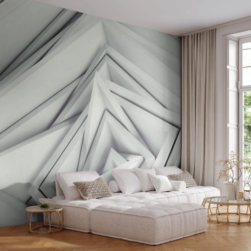 Fotomural Premium Canvas - Una composición abstracta de formas geométricas en tonos de gris. - 100x70cm - Ángulos afilados - Decoración de pared moderna para salón y dormitorio ARTTOR