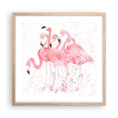 Póster en marco roble claro - Asamblea rosa - 50x50 cm