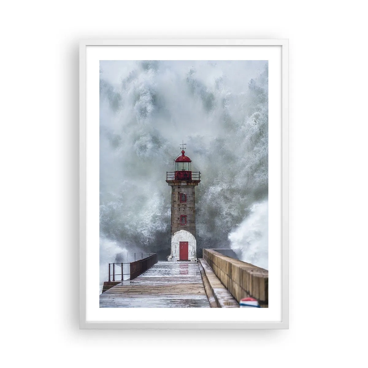 Póster en marco blanco - El rugido de las aguas, la fuerza del viento - 50x70 cm