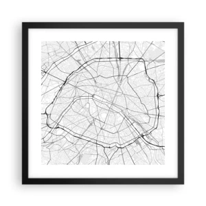 Póster en marco negro - Flor de París - 40x40 cm