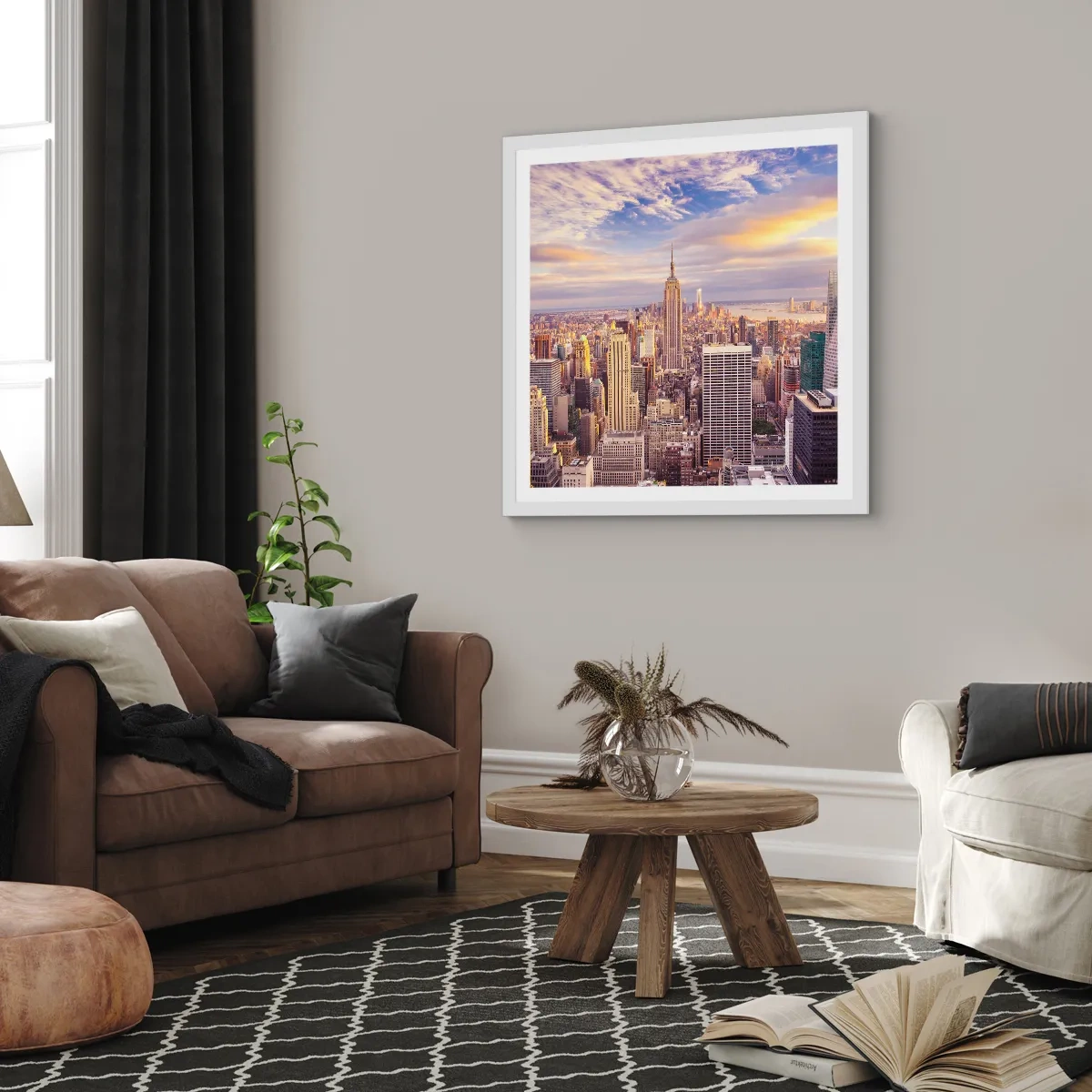 Póster en marco blanco - Alcanzar las nubes - 50x50 cm