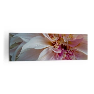Cuadro sobre lienzo - Impresión de Imagen - Primer plano de delicados pétalos de flores rosas con gotas de agua. - 160x50cm - Frescura floreciente - Decoración de pared moderna para salón y dormitorio ARTTOR