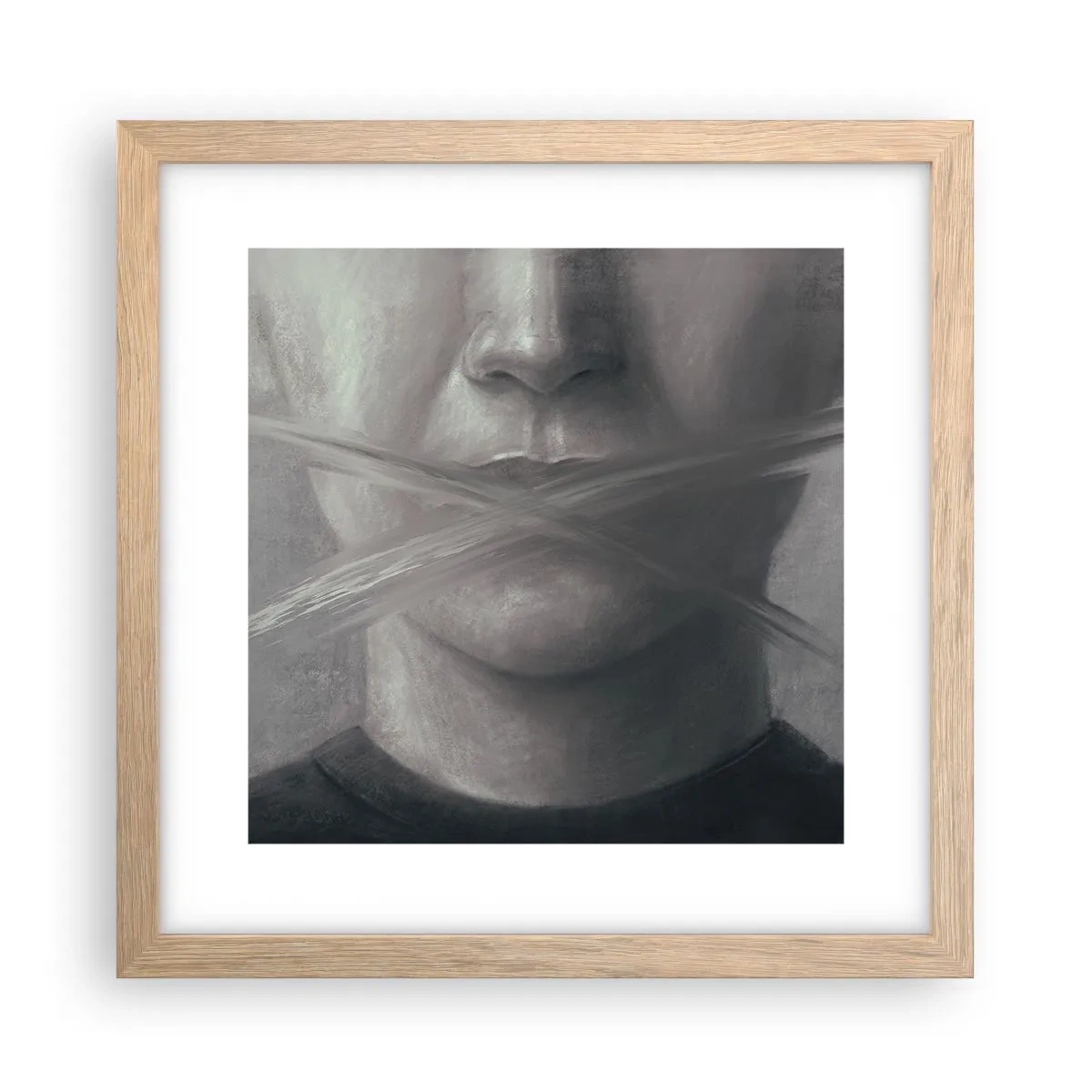 Póster en marco roble claro - Ni una palabra - 30x30 cm