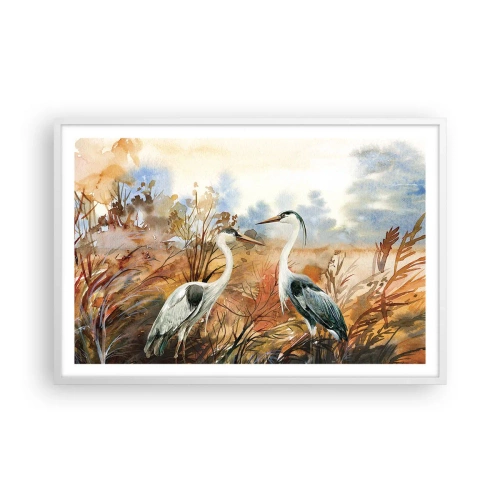 Póster en marco blanco - ¿A dónde nos dirigimos en otoño? - 91x61 cm