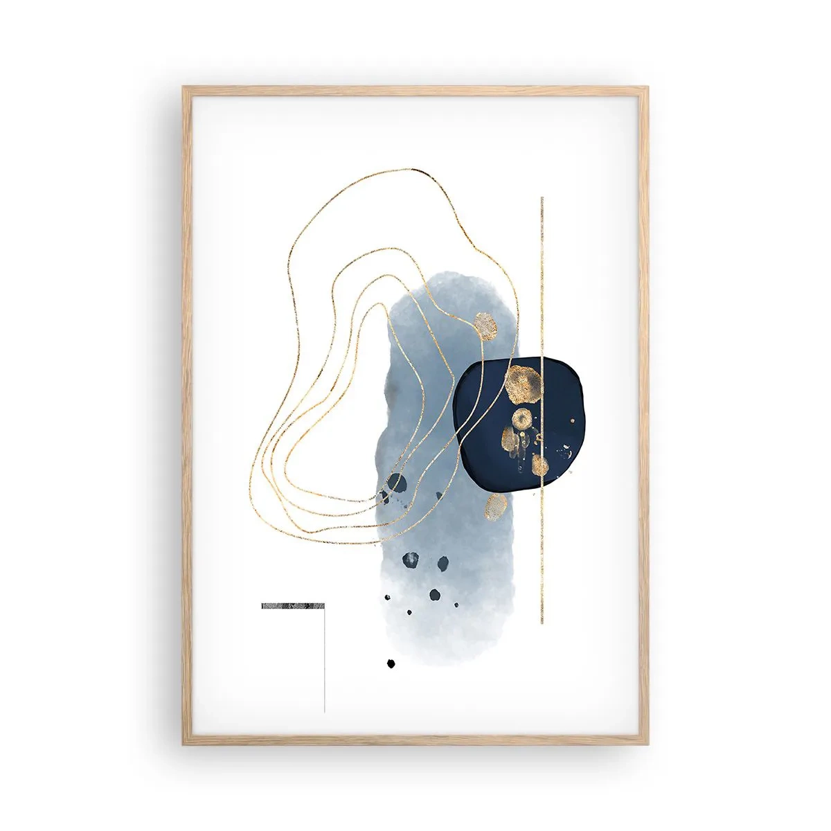 Póster en marco roble claro - Fantasía azul y oro - 70x100 cm