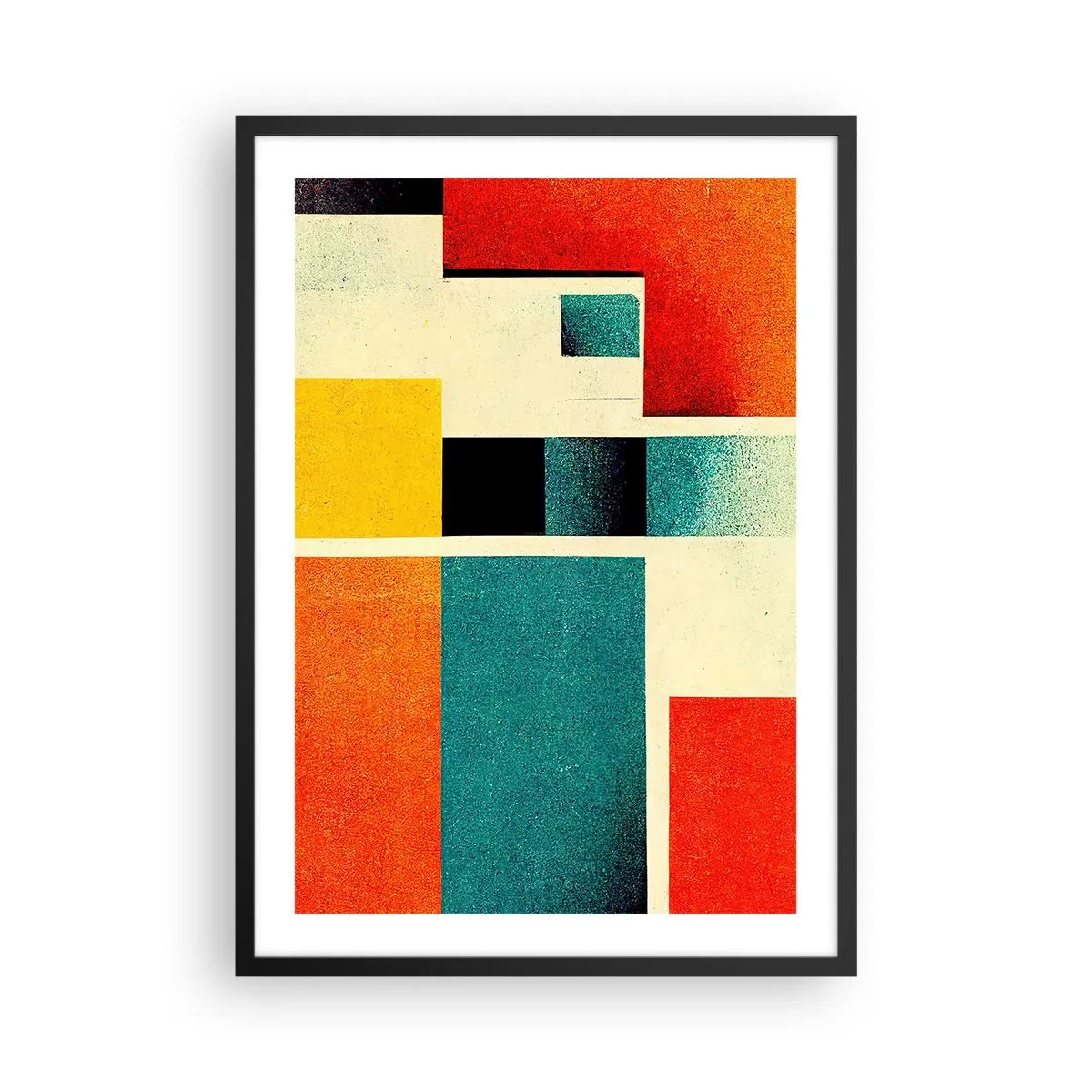 Póster en marco negro - Abstracción geométrica en el estilo modernista - 50x70cm - Abstracción geométrica - buena energía - Decoración de pared moderna para salón y dormitorio ARTTOR