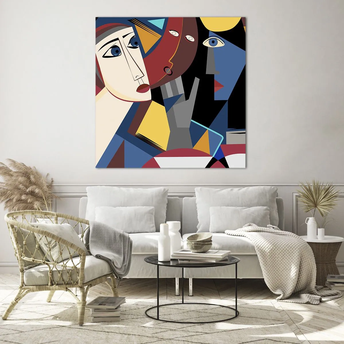 Cuadro sobre vidrio - Impresiones sobre Vidrio - Conversación cubista - 70x70 cm