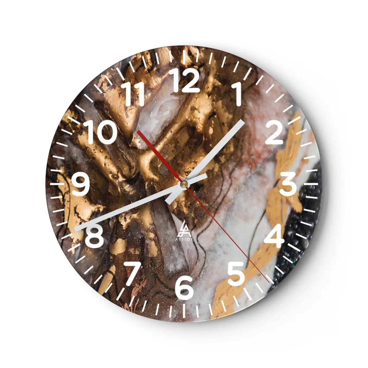 Reloj de pared - Reloj de vidrio - Elemento de la tierra - 30x30 cm