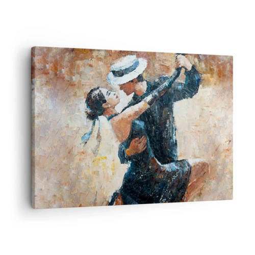 Cuadro sobre lienzo - Impresión de Imagen - Una pareja bailando tango en un estilo romántico y elegante. - 70x50cm - Estilo Rudolf Valentino - Decoración de pared moderna para salón y dormitorio ARTTOR