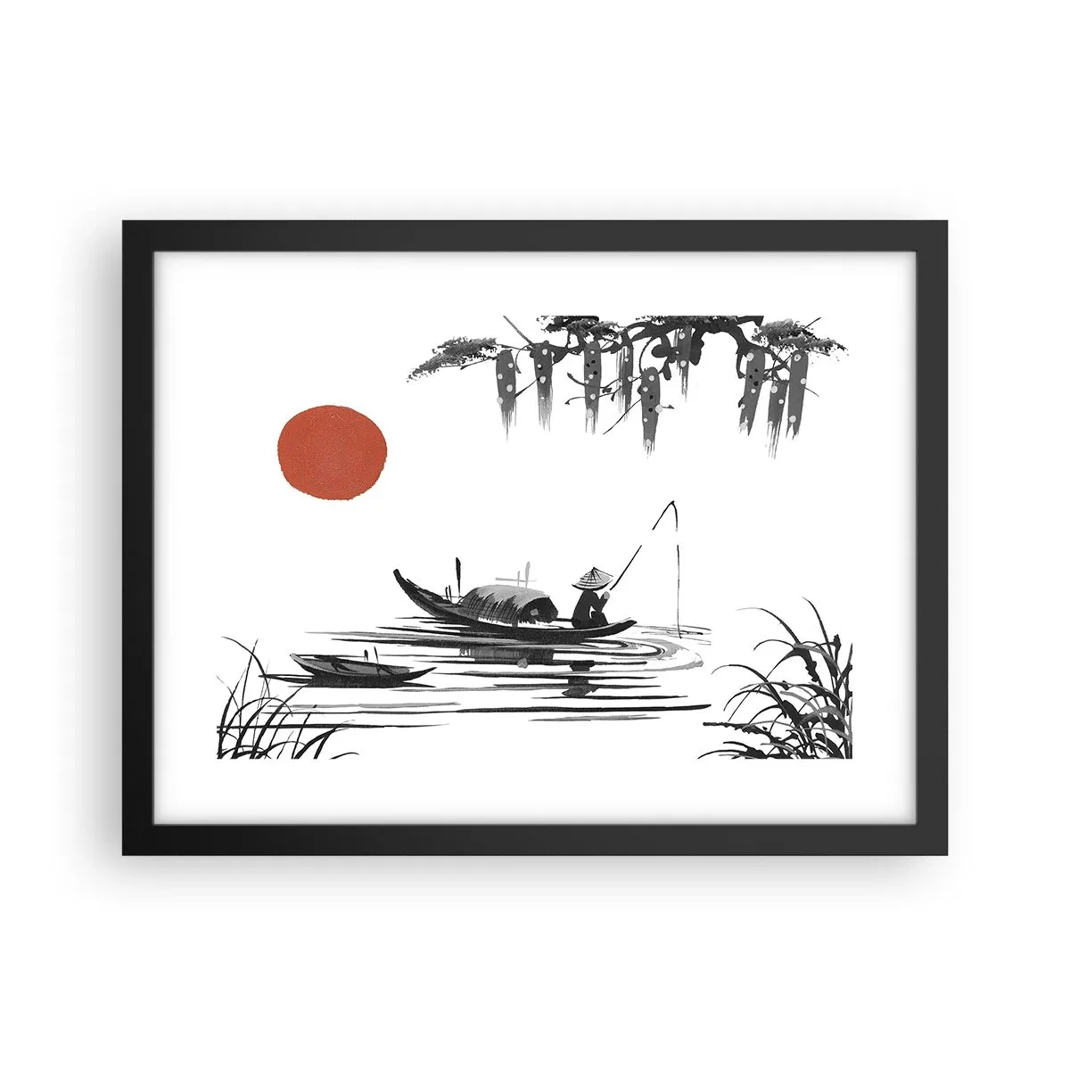 Póster en marco negro - Una tarde asiática - 40x30 cm