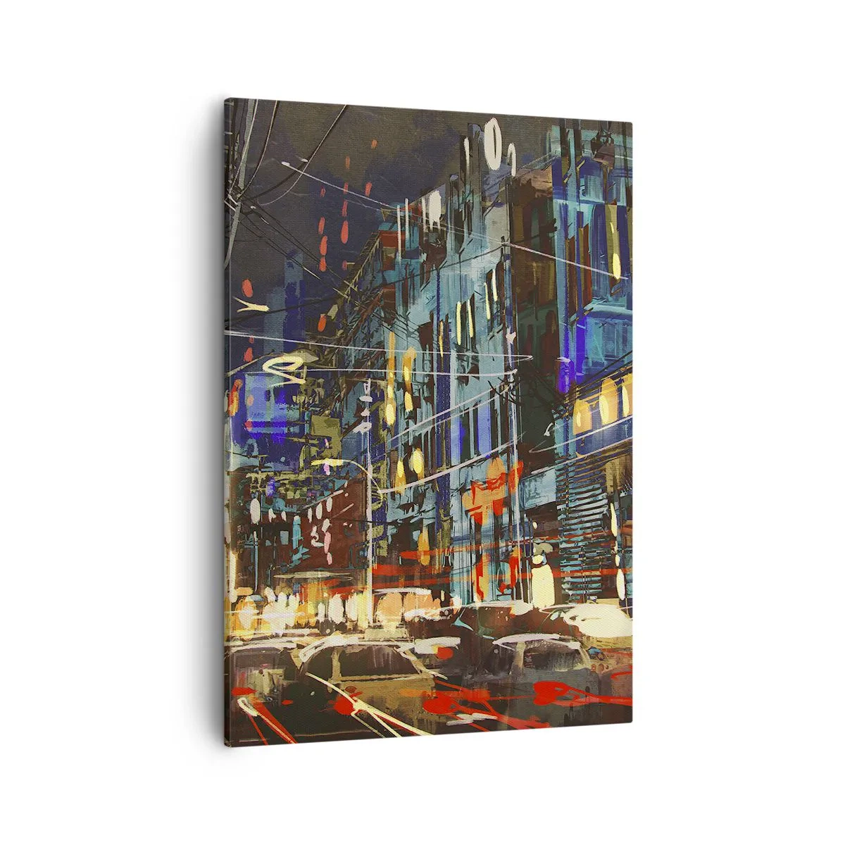 Cuadro sobre lienzo - Impresión de Imagen - Escena nocturna de la ciudad con luces de neón - 50x70cm - El bullicio nocturno de la calle - Decoración de pared moderna para salón y dormitorio ARTTOR