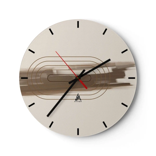 Reloj de pared - Reloj de vidrio - Un patrón minimalista con líneas y fondo beige. - 30x30cm - Un soplo de gris - Decoración de pared moderna para salón, cocina y dormitorio ARTTOR