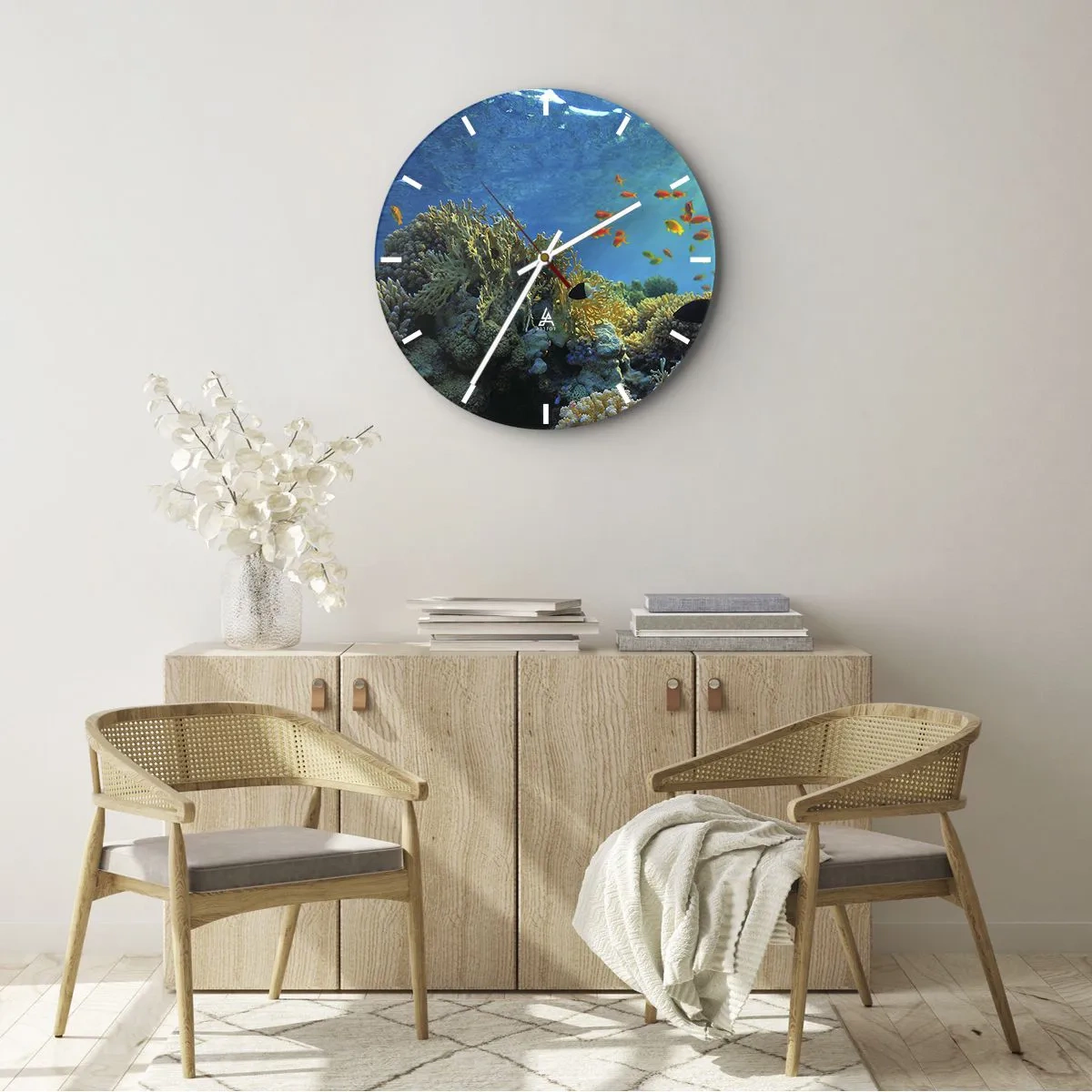 Reloj de pared - Reloj de vidrio - Tesoros submarinos - 40x40 cm