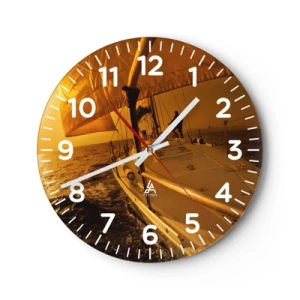 Reloj de pared - Reloj de vidrio - Atardecer dorado tras un día multicolor - 40x40 cm