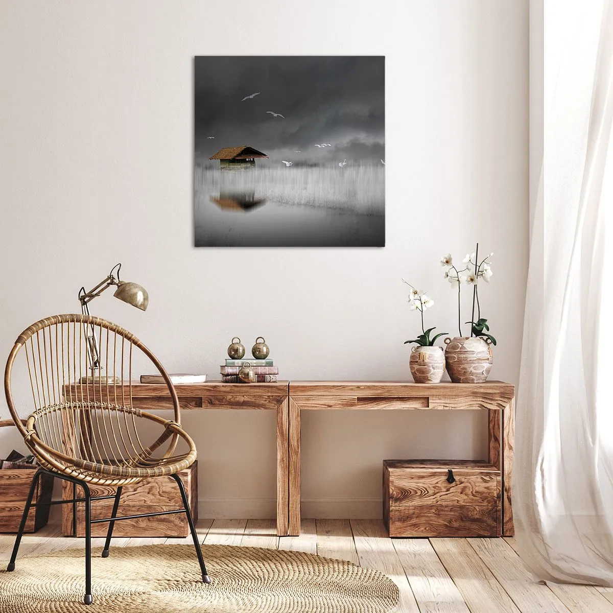 Cuadro sobre lienzo - Impresión de Imagen - Resguardo de la lluvia - 60x60 cm