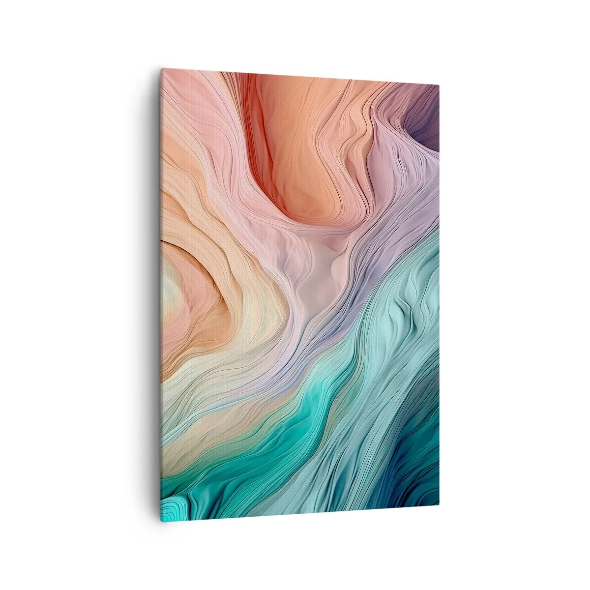 Cuadro sobre lienzo - Impresión de Imagen - Ondas abstractas en colores pastel y arcoíris - 70x100cm - Ola arco iris - Decoración de pared moderna para salón y dormitorio ARTTOR