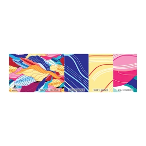 Muestra de fotomural autoadhesivo Deluxe Sticker - Desorden colorido - Abstracción, hojas coloridas, Pedazo - 100x30 cm