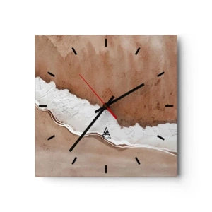Reloj de pared - Reloj de vidrio - Textura de arena con acentos blancos. - 30x30cm - En colores terrosos - Decoración de pared moderna para salón y dormitorio ARTTOR