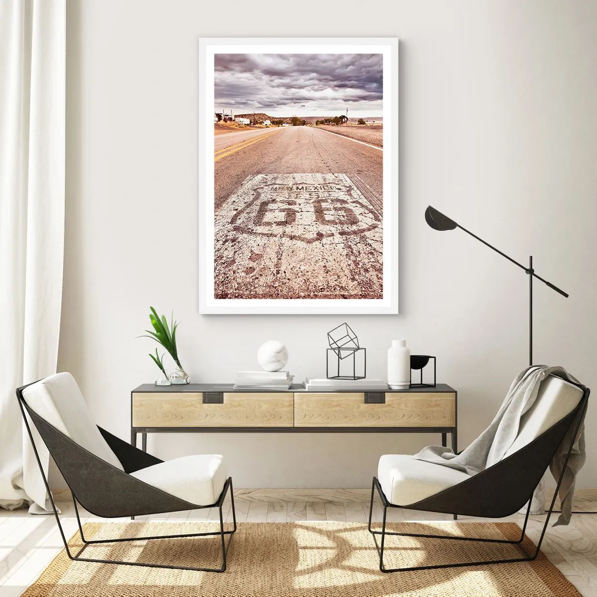 Póster en marco blanco - Mother Road: una leyenda americana - 50x70 cm