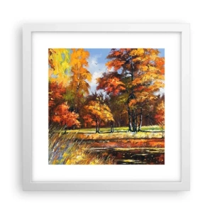 Póster en marco blanco - Paisaje en dorado y marrón - 30x30 cm